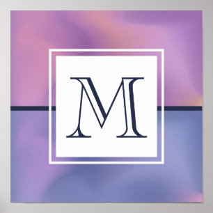 Moderne Lila-rosa Abstrakte Monogramm Poster