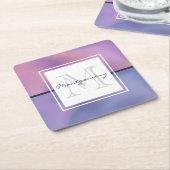 Moderne Lila-rosa Abstrakte Monogramm Rechteckiger Pappuntersetzer (angewinkelt)