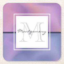 Moderne Lila-rosa Abstrakte Monogramm Rechteckiger Pappuntersetzer