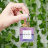 Moderne Lila-rosa Abstrakte Monogramm Schlüsselanhänger (Hand)