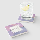 Moderne Lila-rosa Abstrakte Monogramm Steinuntersetzer (Seitenansicht)