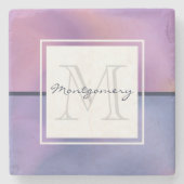 Moderne Lila-rosa Abstrakte Monogramm Steinuntersetzer (Vorderseite)