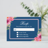 Moderne, Lila rosa bläserne Navy Blue UAWG RSVP Karte (Stehend Vorderseite)