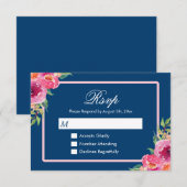 Moderne, Lila rosa bläserne Navy Blue UAWG RSVP Karte (Vorne/Hinten)