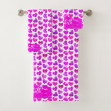 Moderne Lila rosa Doodled Hearts Valentine Name