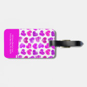 Moderne Lila rosa Doodled Hearts Valentine Name Gepäckanhänger (Rückseite horizontal)