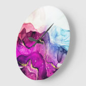 Moderne Lila rosa goldfarbene Wall-Uhr Große Wanduhr (Winkel)