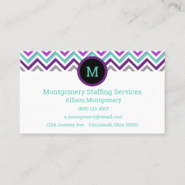 Moderne Lila, rosa, grau und Aquamarin. Zickzack Visitenkarte