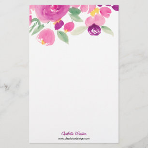 Moderne, lila rosa, lockere, blumenfarbene Blume Briefpapier