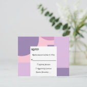 Moderne Lila Rosa Pastel Retro Abstrakte Hochzeit RSVP Karte (Stehend Vorderseite)