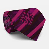 Moderne, Lila rosa Streifen Monogram Neck Tie Krawatte (Gerollt)