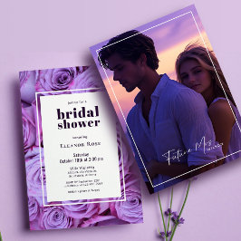 Moderne Lila Rose Foto Rahmen Brautparty Einladung
