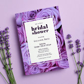Moderne Lila Rose Foto Rahmen Brautparty Einladung