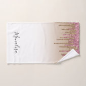 Moderne lila Rose Gold Glitzer Badehandtuch Set (Handtuch)