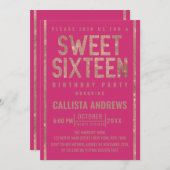 Moderne Lila Rose Gold Glitzer Frame Sweet 16 Einladung (Vorne/Hinten)