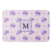 Moderne Lila Rose mit Blumen Badematte (Vorderseite)