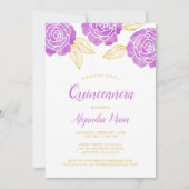 Moderne Lila Rose Quinceanera Einladungen (Vorderseite)