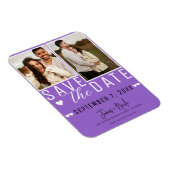 Moderne Lila Save the Date 2 Foto Hochzeit Magnet (Rechte Seite)