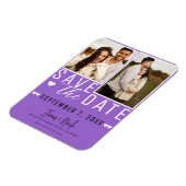 Moderne Lila Save the Date 2 Foto Hochzeit Magnet (Linke Seite)