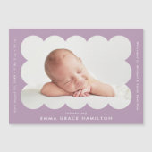 Moderne Lila Scallope Foto Geburtserklärung Magnetkarte (Vorderseite)