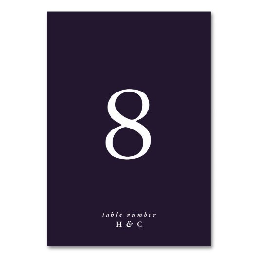 Moderne Lila Schlichte Einfache Hochzeit Tischnummer (Vorderseite)