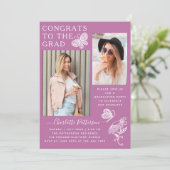 Moderne Lila Schmetterlingspartei für Foto Einladung (Stehend Vorderseite)