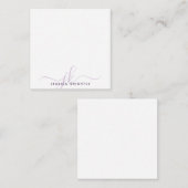 Moderne Lila Script Monogram Initials Minimalistis Mitteilungskarte (Vorne/Hinten)