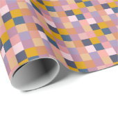 Moderne Lila Senf-Karo-Geometrie Erdig Geschenkpapier (Rolleneckpunkt)