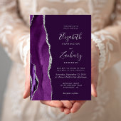 Moderne, Lila Silber-Agate-Hochzeit Einladung