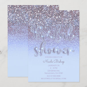 Moderne lila silberne Glamour Glitter Brautparty Einladung
