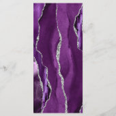 Moderne Lila Silver Agate Dark Wedding Menükarte (Rückseite)