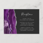 Moderne Lila Silver Agate Dunkle Hochzeitsempfehlu Begleitkarte (Vorderseite)