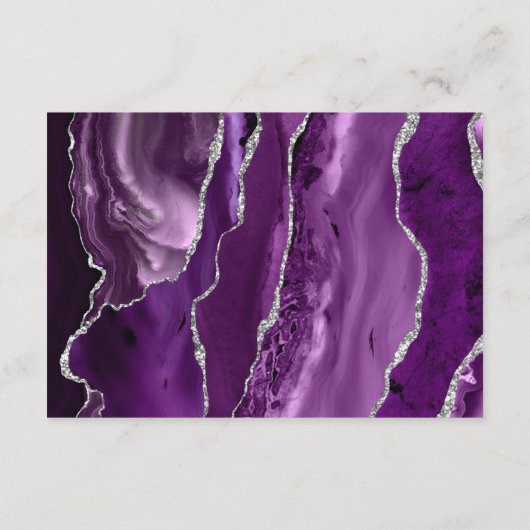 Moderne Lila Silver Agate Dunkle Hochzeitsempfehlu Begleitkarte (Rückseite)
