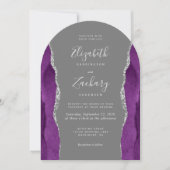 Moderne Lila Silver Agate Gray Arch Wedding Einladung (Vorderseite)