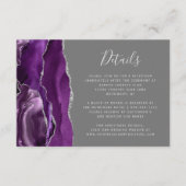Moderne Lila Silver Agate Gray Wedding Details Begleitkarte (Vorderseite)