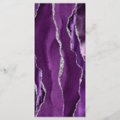 Moderne Lila Silver Agate Gray Wedding Menükarte (Rückseite)