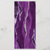 Moderne Lila Silver Agate Hochzeit Menükarte (Rückseite)