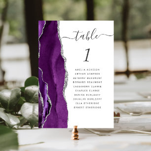Moderne Lila Silver Agate Hochzeit Tischnummer
