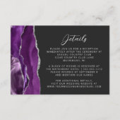 Moderne Lila Silver Agate Hochzeitdetails Begleitkarte (Vorderseite)