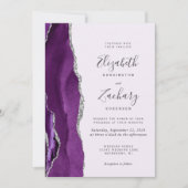 Moderne Lila Silver Agate Lavender Wedding Einladung (Vorderseite)