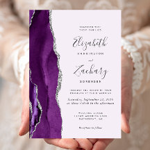 Moderne Lila Silver Agate Lavender Wedding