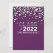 Moderne Lila Silver Glitzer GRADUATION Party Invi Einladung (Rückseite)