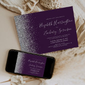 Moderne Lila Silver Glitzer Hochzeit Einladung