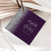 Moderne Lila Silver Glitzer Hochzeit Geschenkanhänger