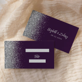 Moderne Lila Silver Glitzer Hochzeit Platzkarte