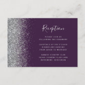Moderne Lila Silver Glitzer Hochzeitsempfehlung Begleitkarte (Vorderseite)