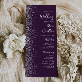 Moderne Lila Silver Glitzer Script Wedding