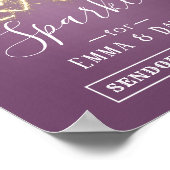 Moderne Lila Sparkler abschicken Hochzeitszeichen Poster (Ecke)