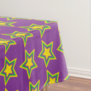 Moderne Lila Sterne Mardi Gras Muster Tischdecke