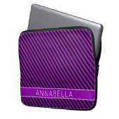 Moderne Lila Streifen Laptopschutzhülle (Vorderseite Links)
